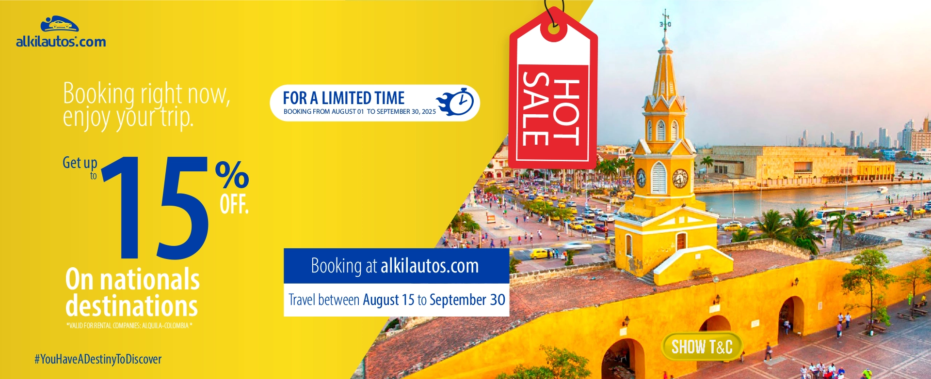 Get a 15% discount on all vehicles with Alquila Rent a Car