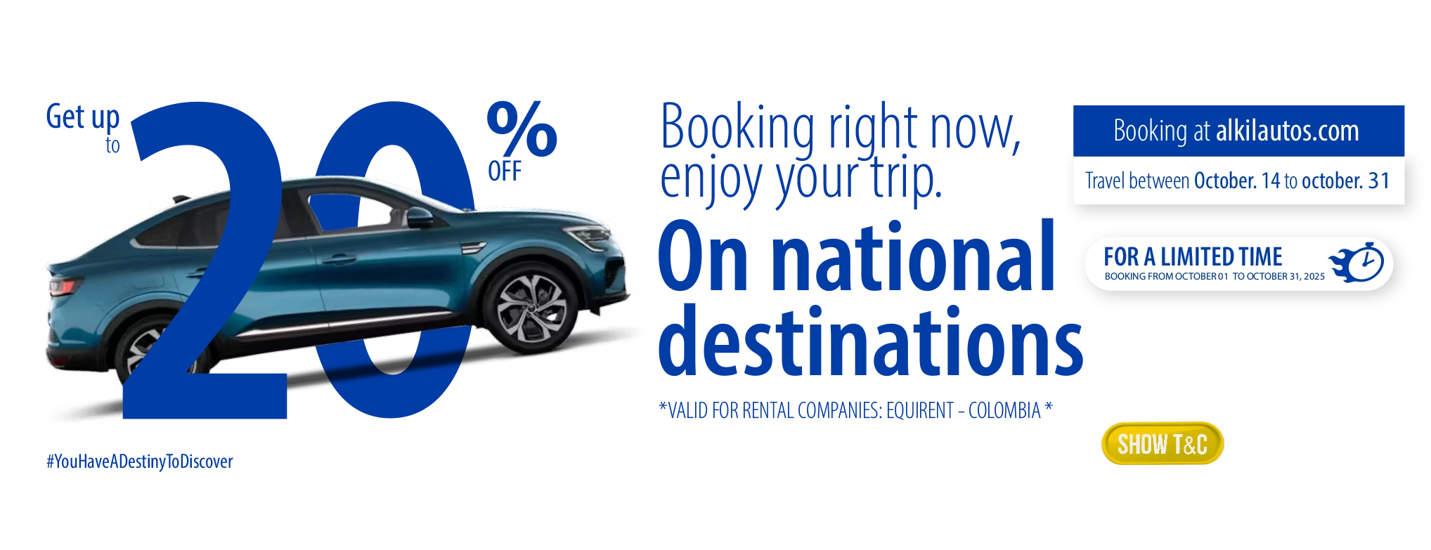 20% Discount on Car Rentals with Equirent - Colombia
