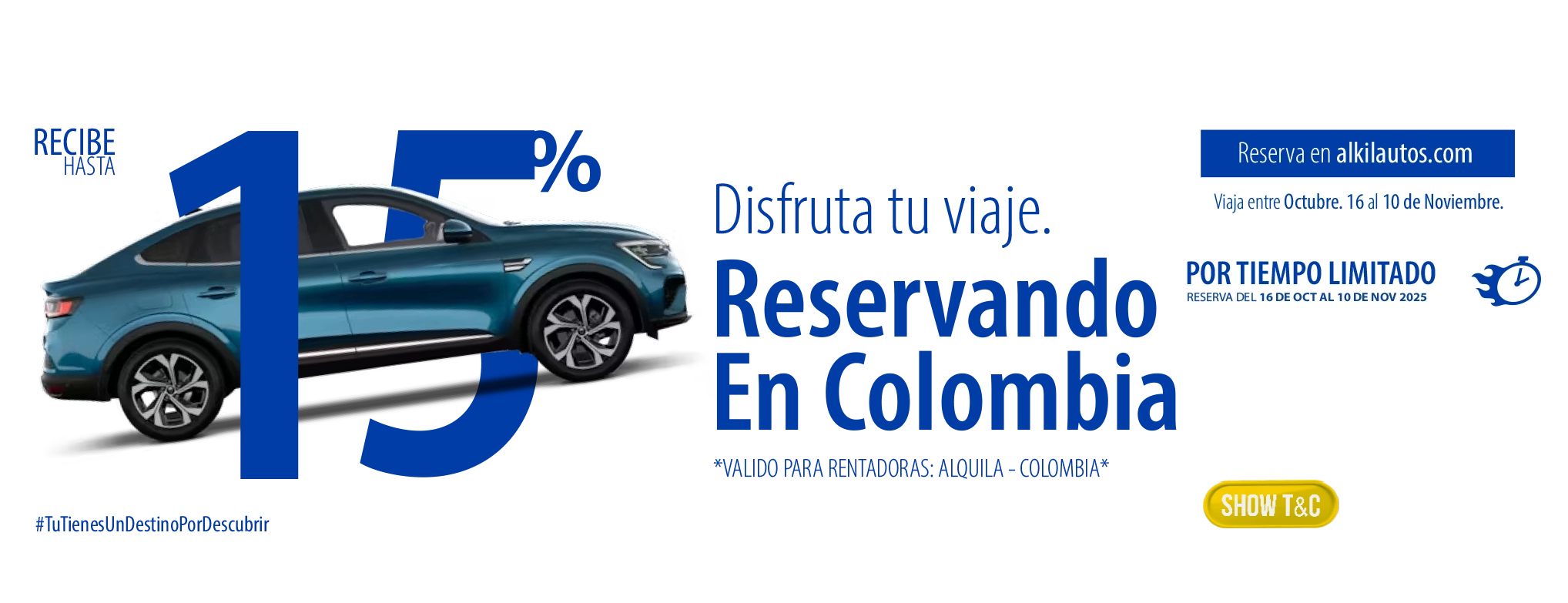 15% Descuento con Alquila - Colombia