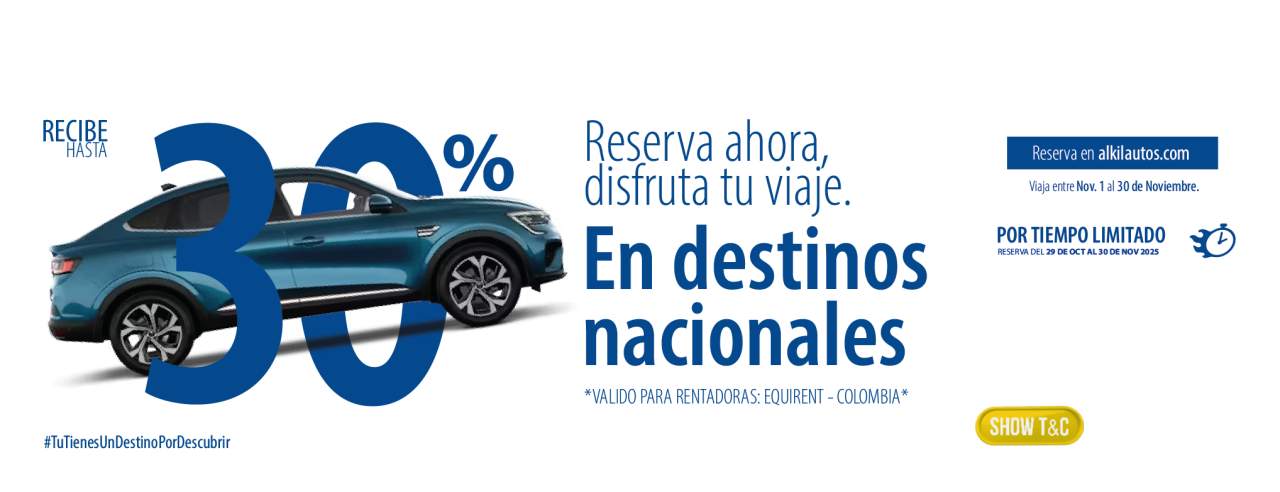 Obtén un 30%  de Descuento en todos los automóviles con Equirent