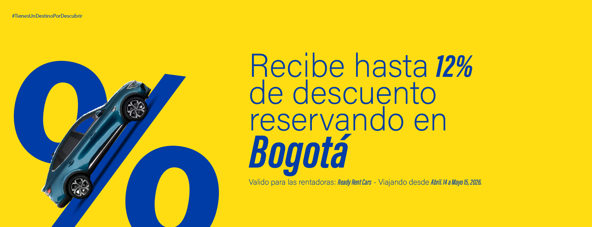 Obt&eacute;n un 12% de Descuento  con Ready Rent Cars