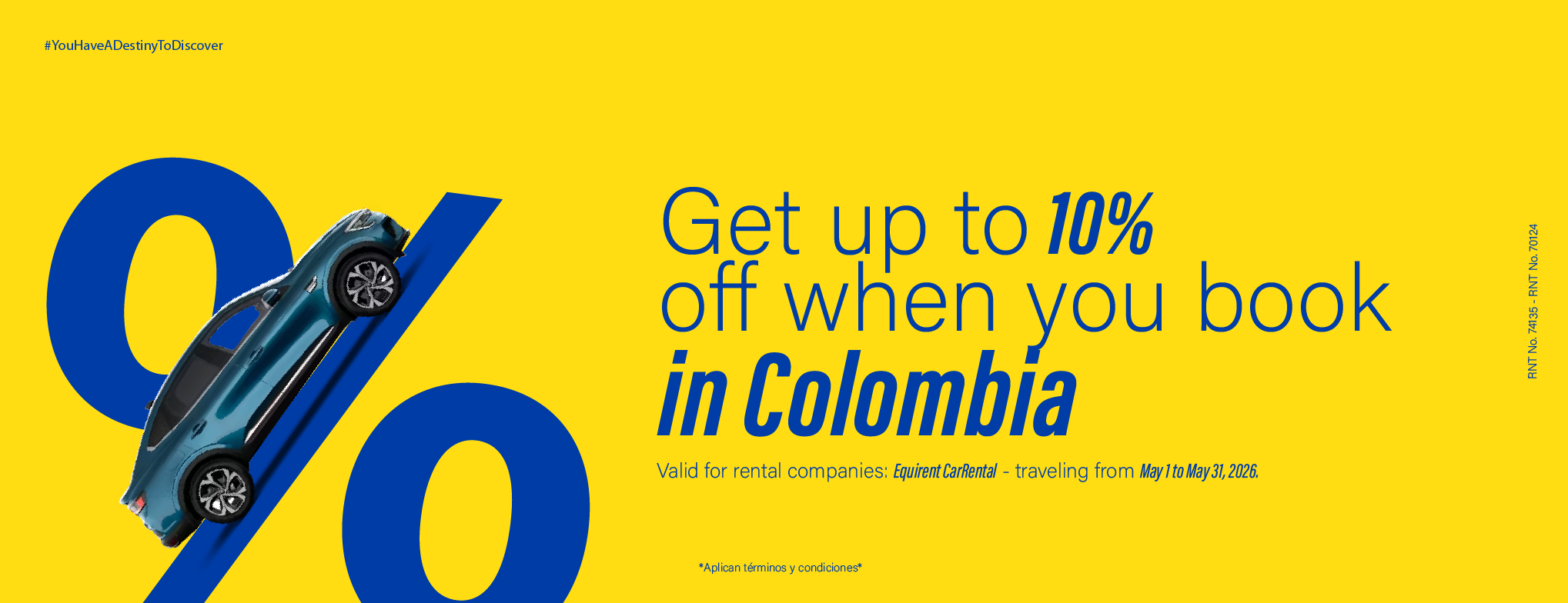 Get up to 10% off with Equirent in Colombia